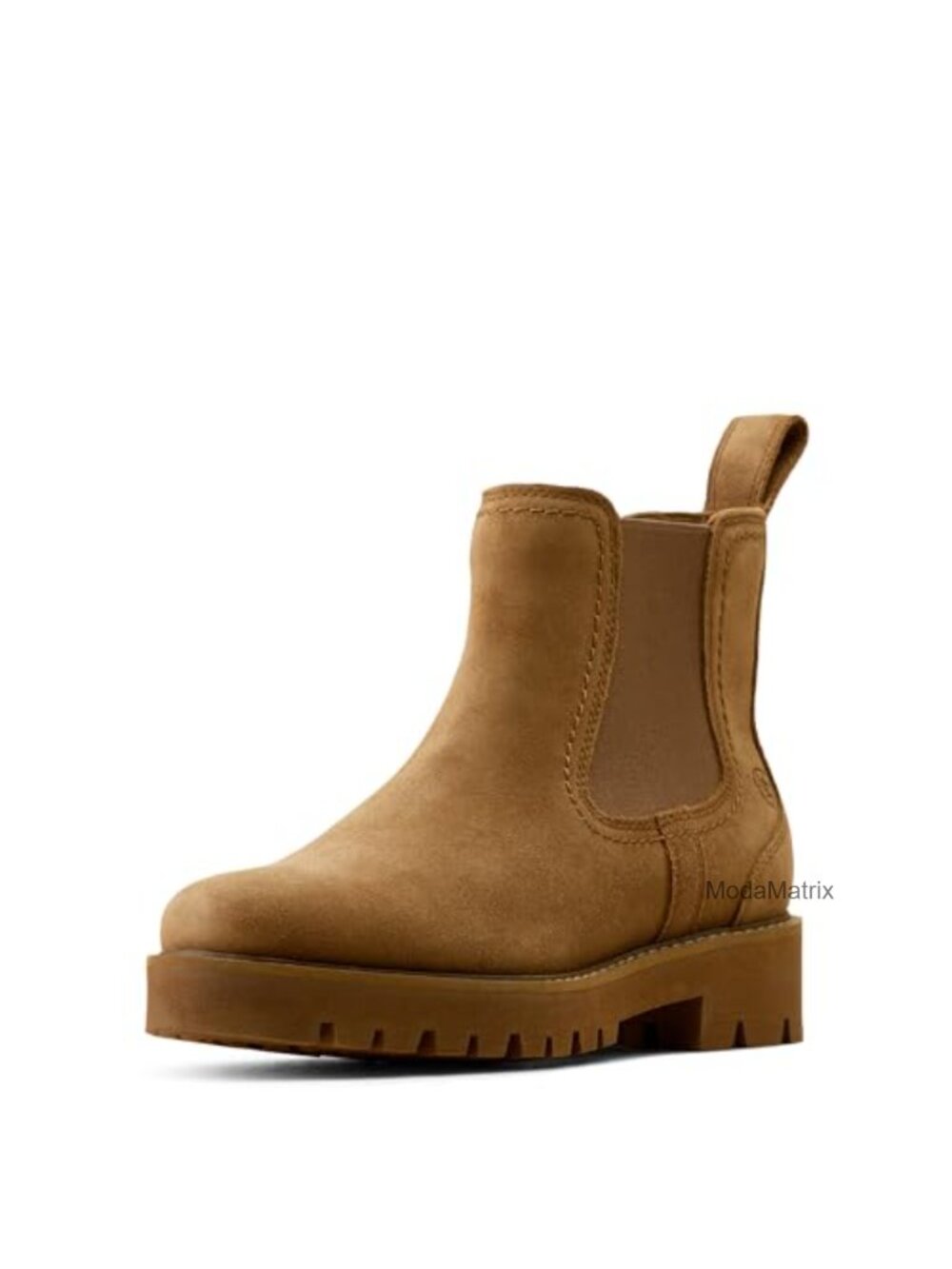 Faux Leather Chelsea Lug Boots Round Toe Calf High Pull-On